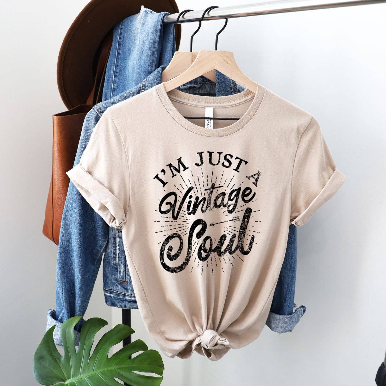 I'm Just A Vintage Soul Heather Tan Tee