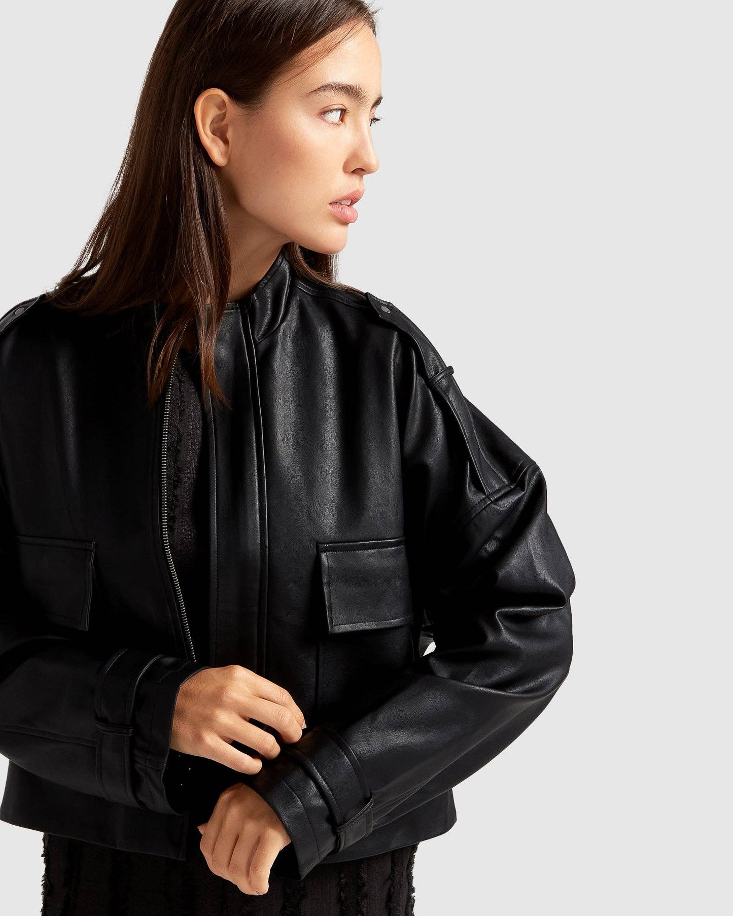 Reload Draped Leather Look Jacket