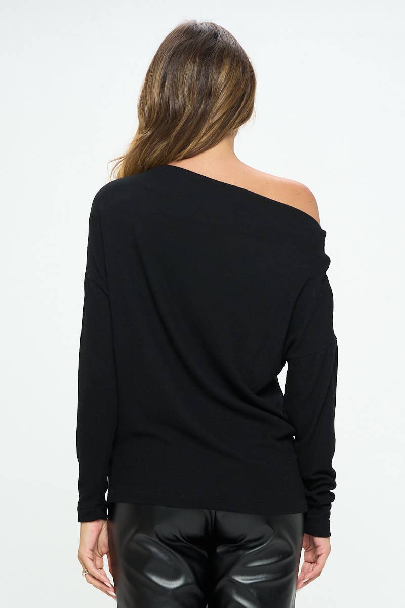 Made in USA Brushed Knit Off the Shoulder Top