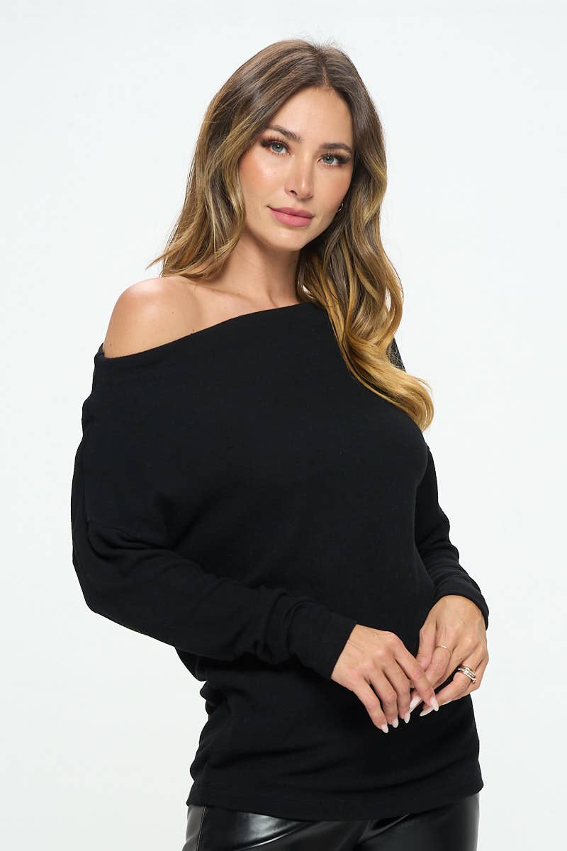 Made in USA Brushed Knit Off the Shoulder Top