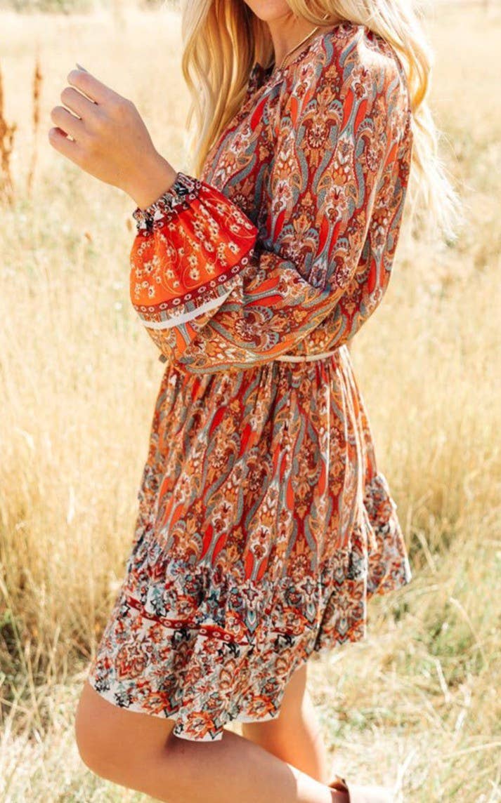 Boho Tassel Buttoned Dress