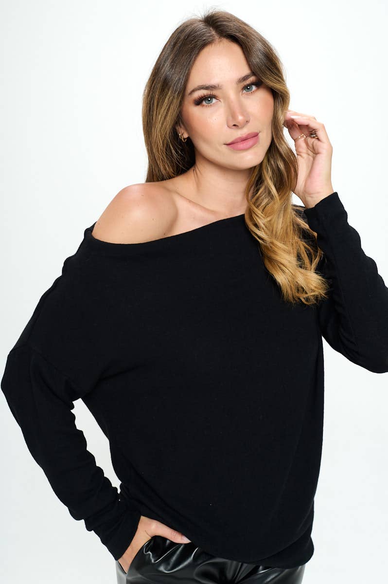 Made in USA Brushed Knit Off the Shoulder Top
