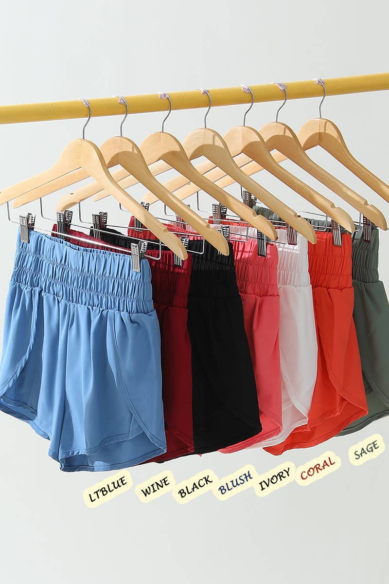 CWBSP141_SMOCKING HIGH WAIST BAND COMFY SHORTS