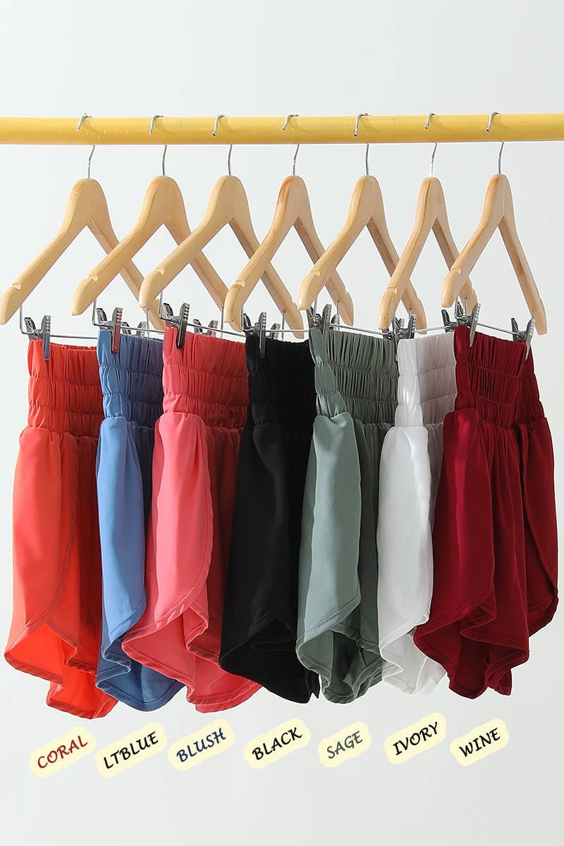 CWBSP141_SMOCKING HIGH WAIST BAND COMFY SHORTS