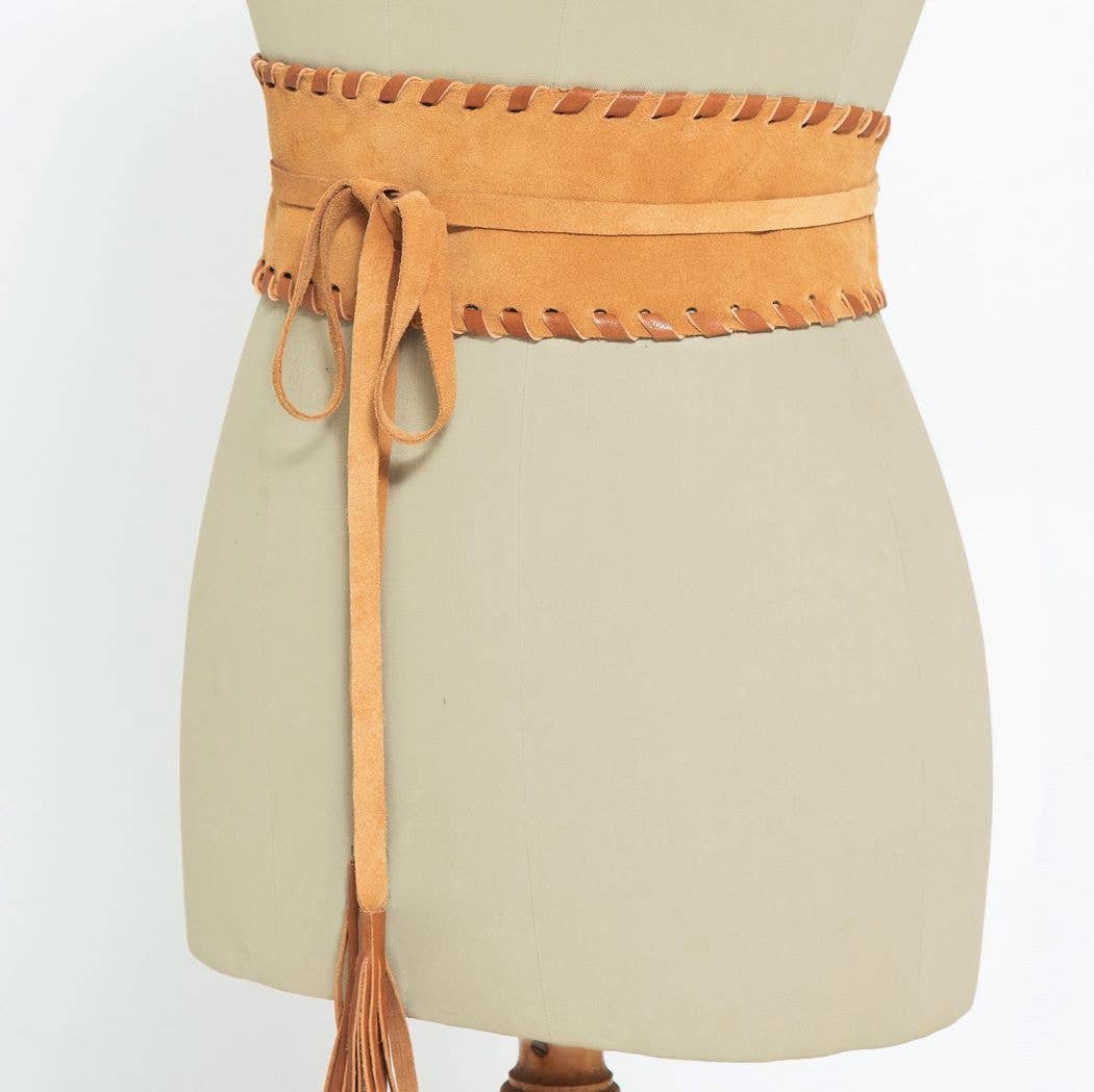 Suede wrap belt boho style
