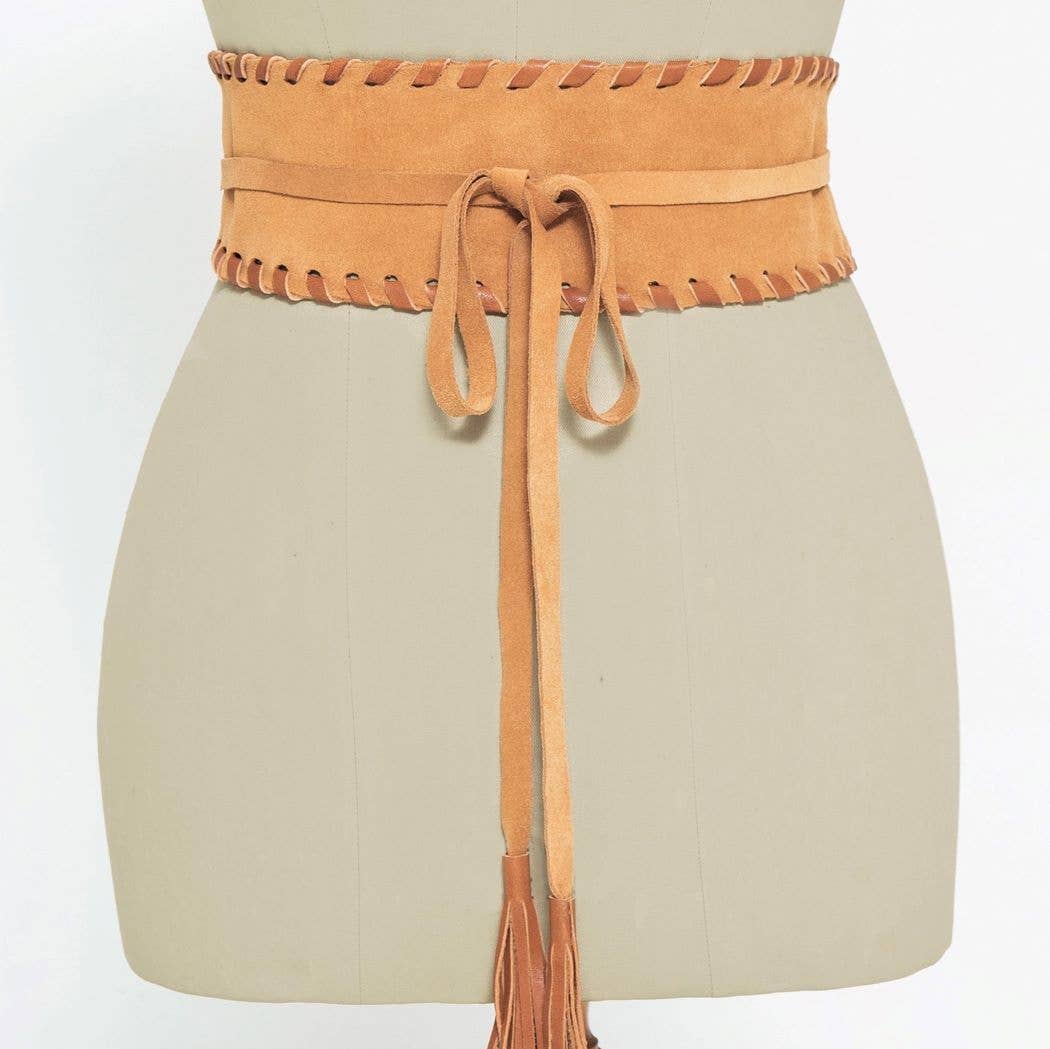 Suede wrap belt boho style