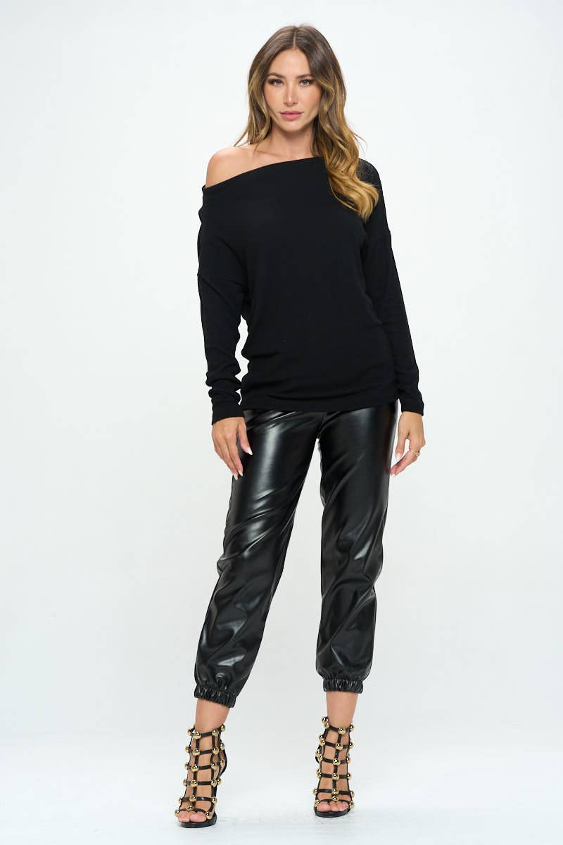 Made in USA Brushed Knit Off the Shoulder Top
