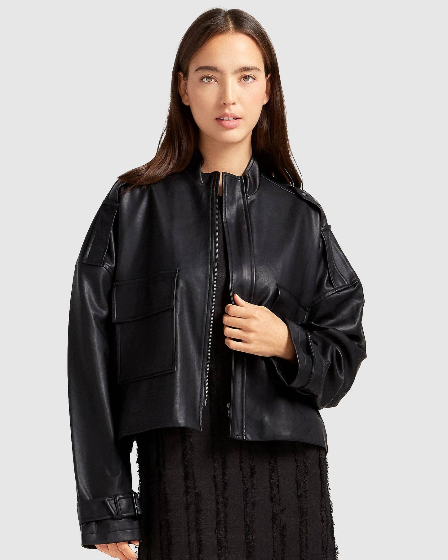 Reload Draped Leather Look Jacket
