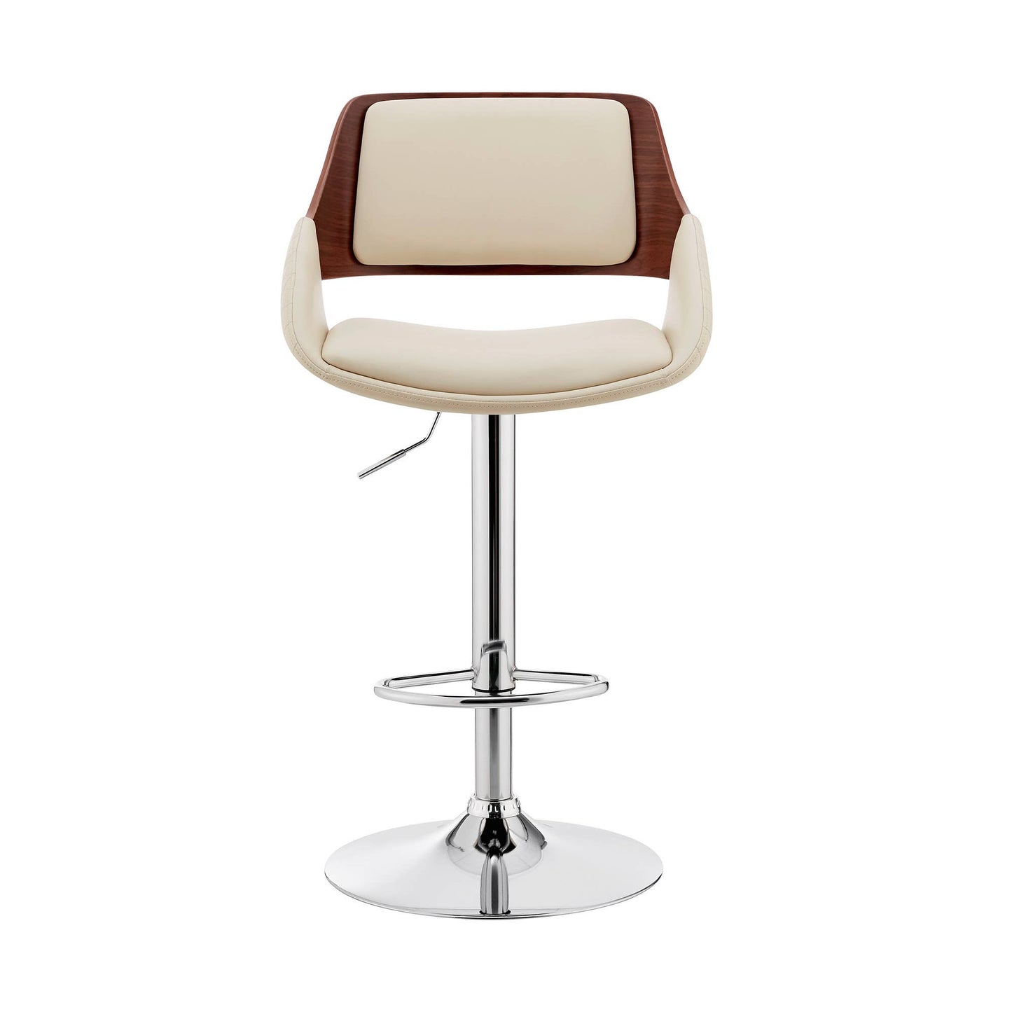 Cream Faux Leather Adjustable Chrome Swivel Bar Stool