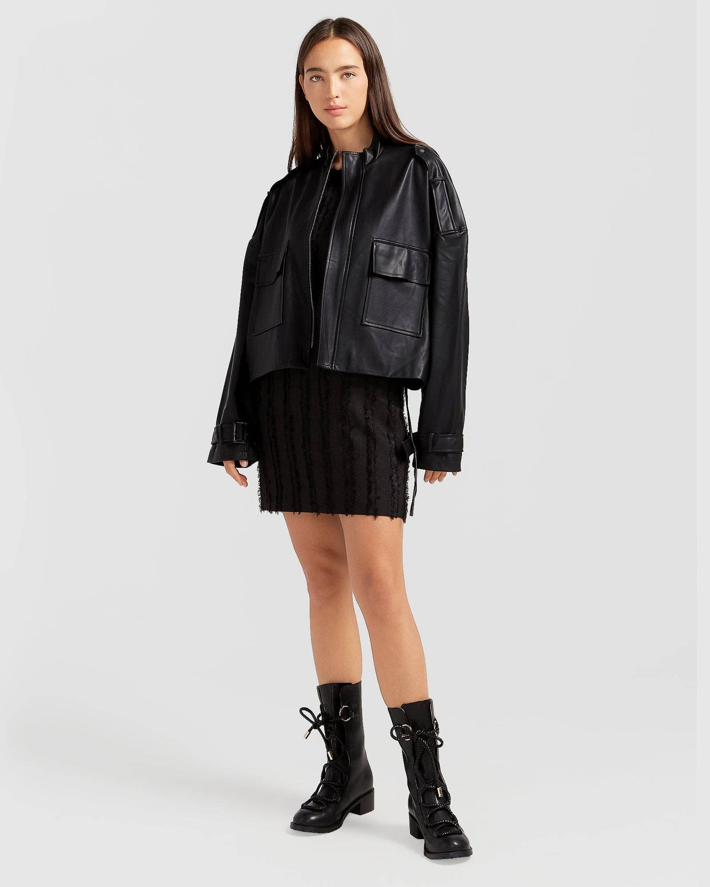 Reload Draped Leather Look Jacket