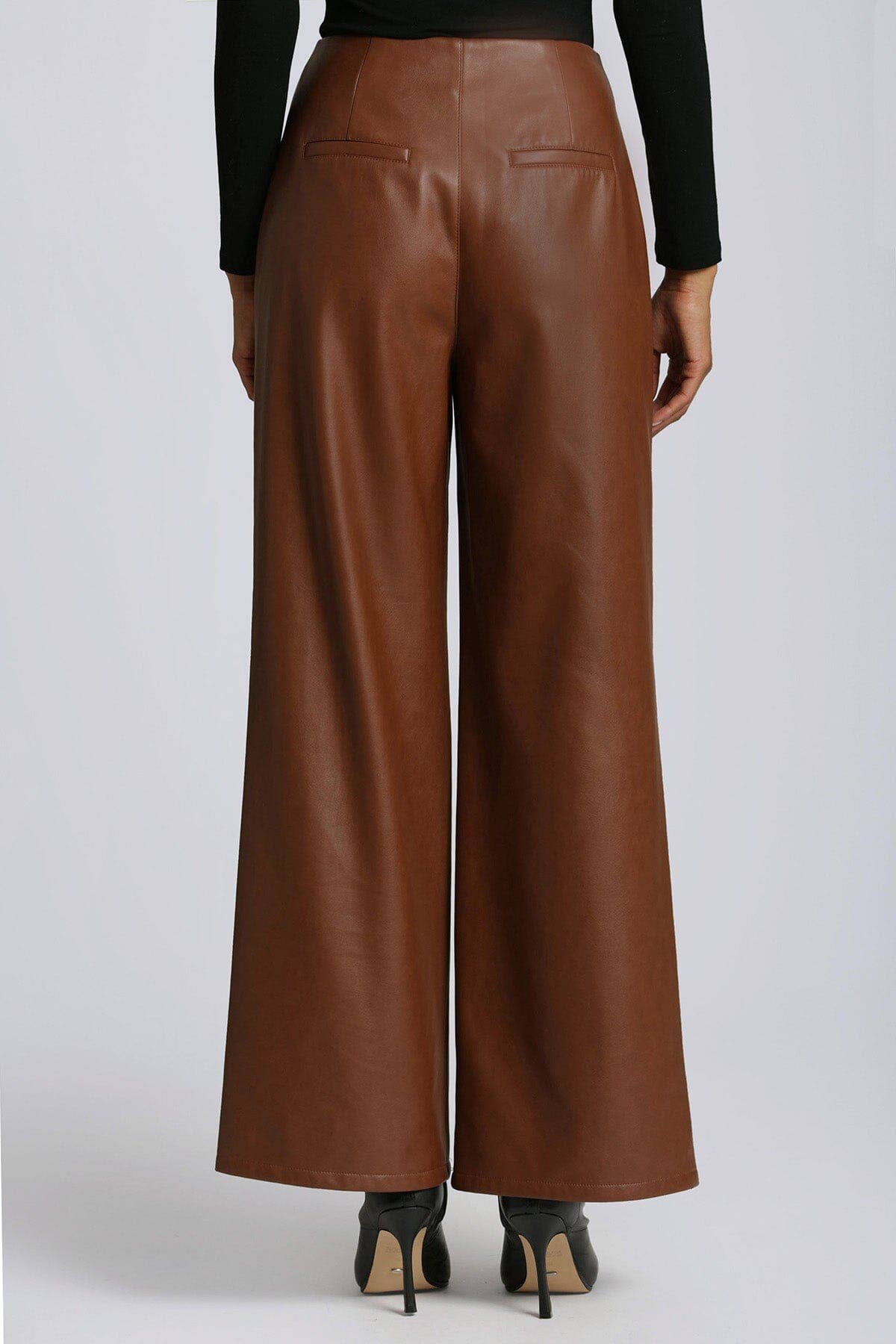 Faux-Ever Leather™ Pleated Wide Leg Trouser